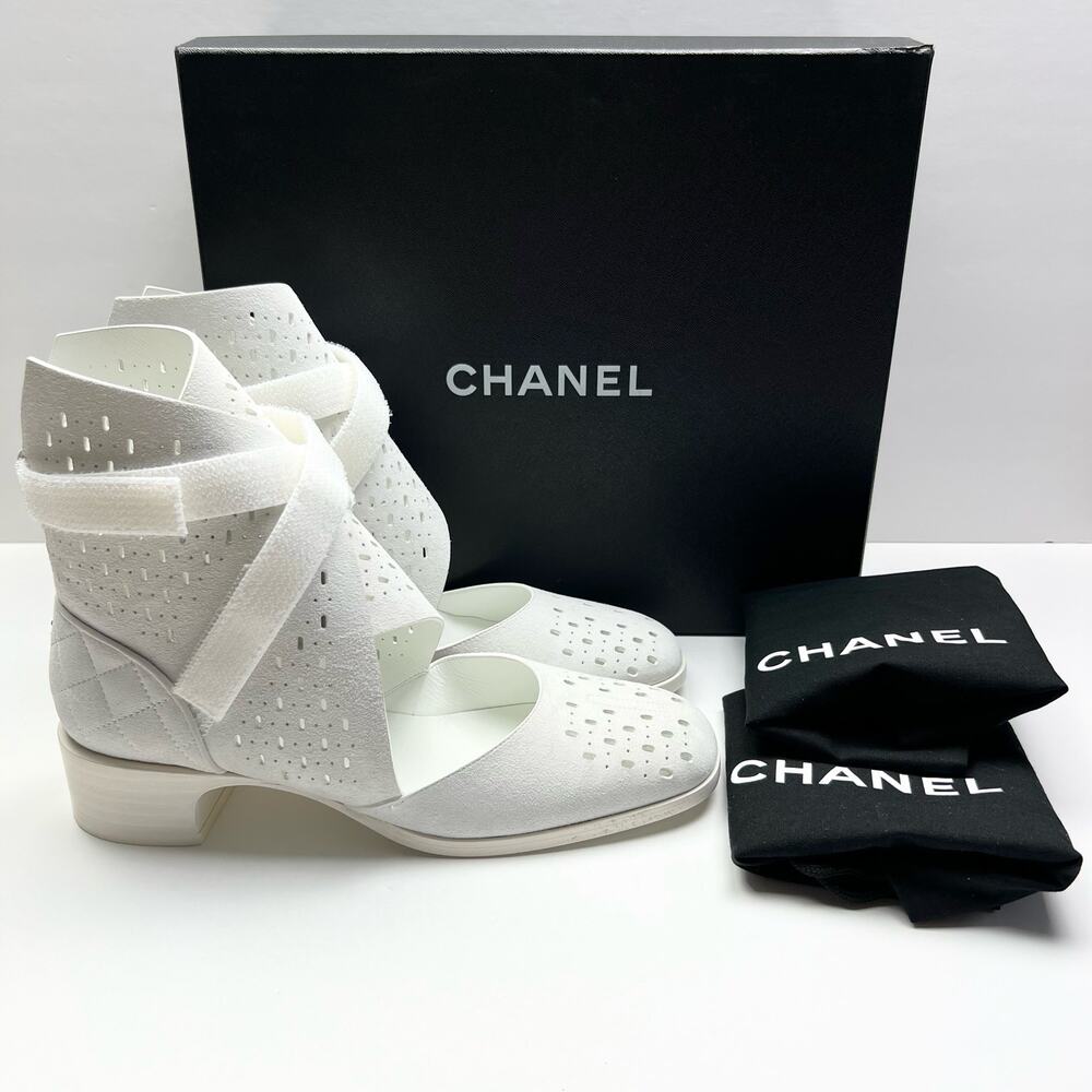 Chanel Interlocking Cc Logo Perforated Ankle Sued… - image 2